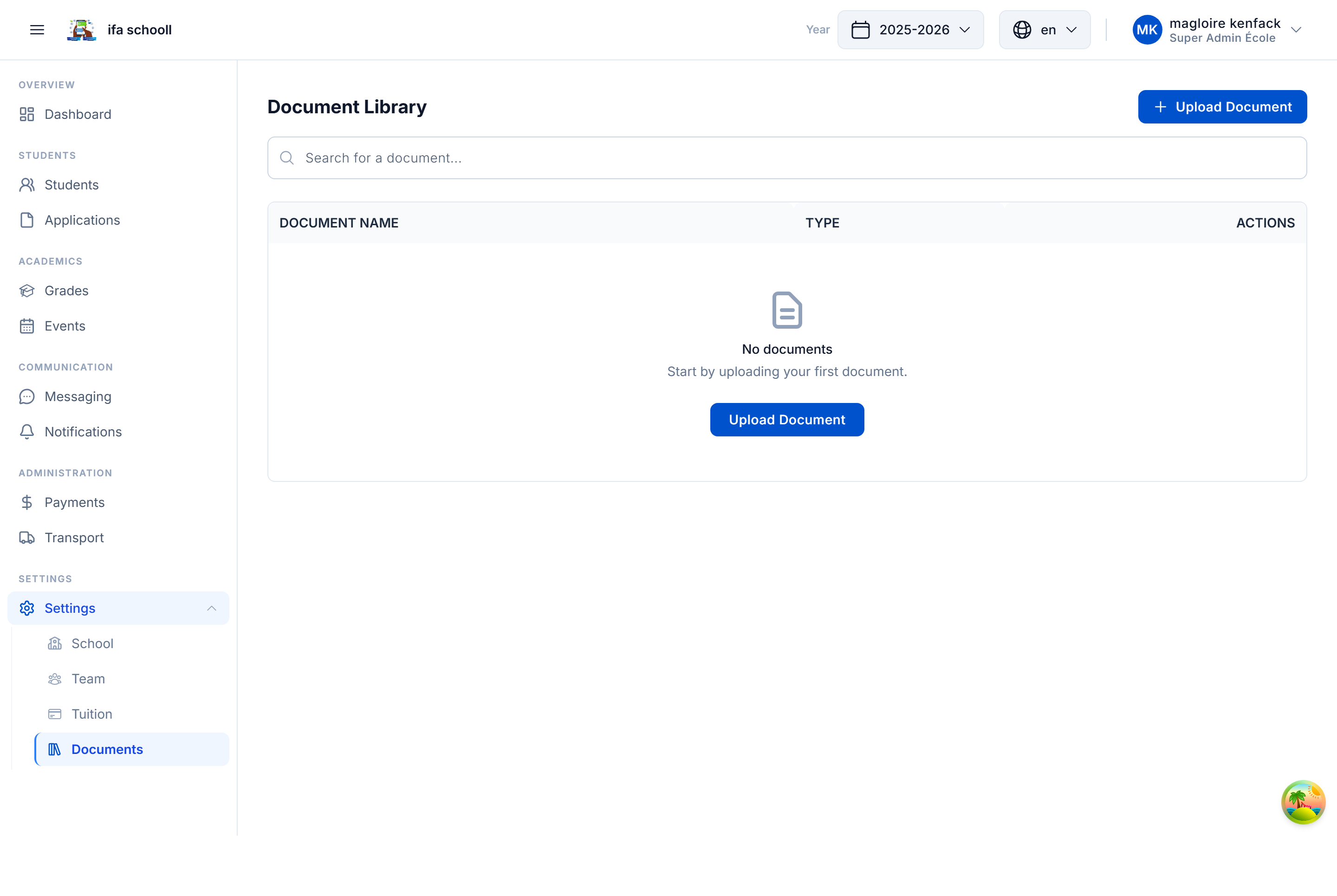 Official document library